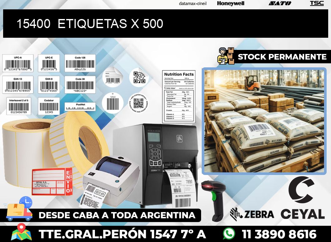 15400  ETIQUETAS X 500