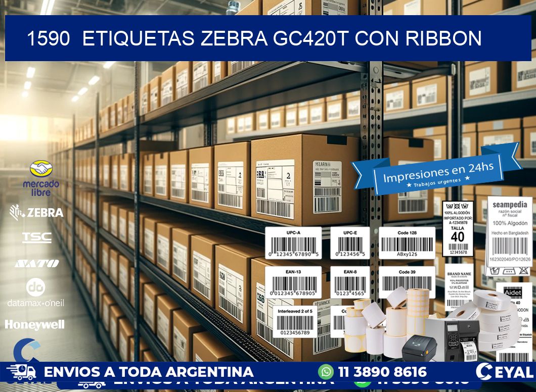 1590  ETIQUETAS ZEBRA GC420T CON RIBBON