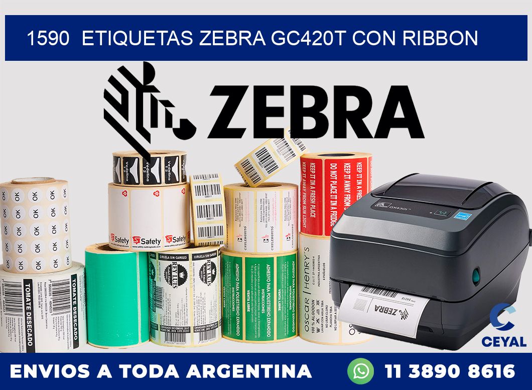 1590  ETIQUETAS ZEBRA GC420T CON RIBBON