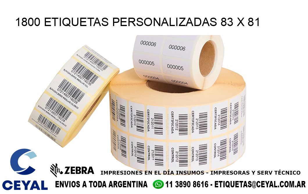 1800 ETIQUETAS PERSONALIZADAS 83 x 81