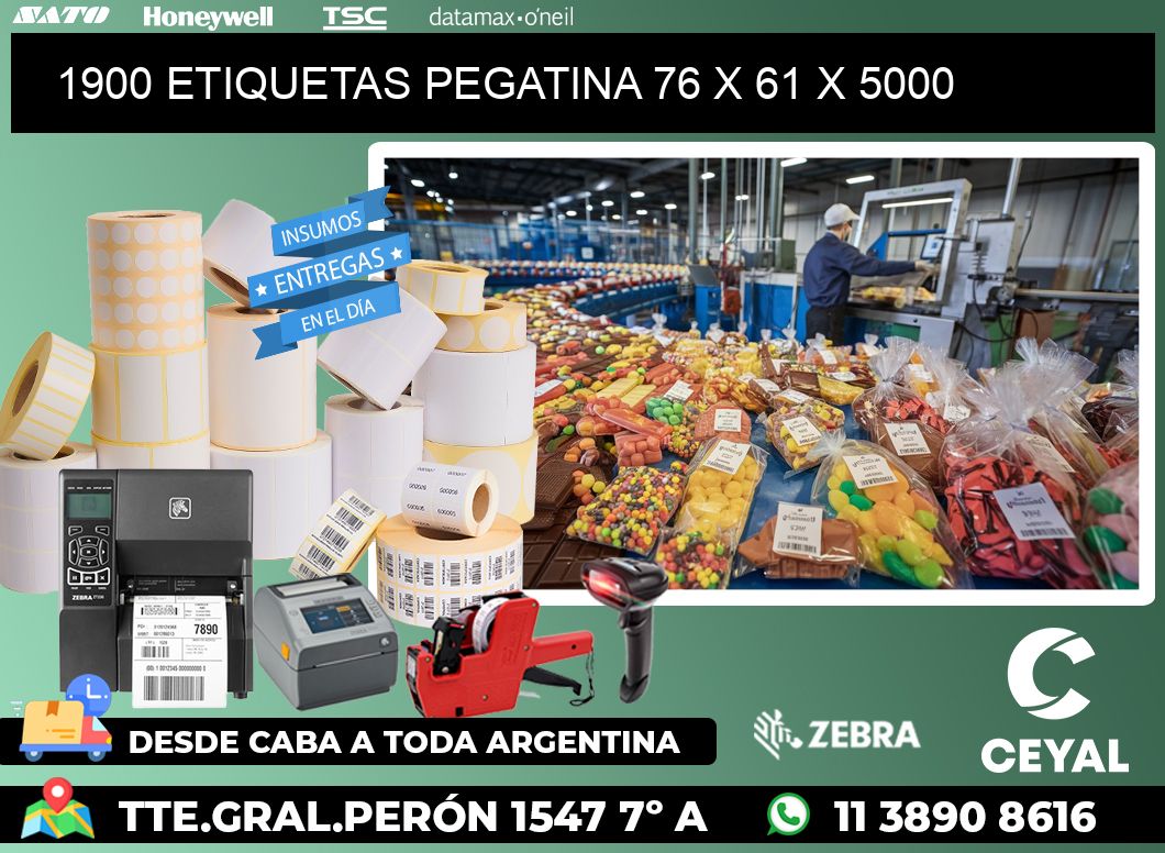 1900 ETIQUETAS PEGATINA 76 x 61 x 5000