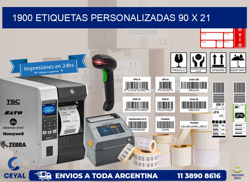 1900 ETIQUETAS PERSONALIZADAS 90 x 21