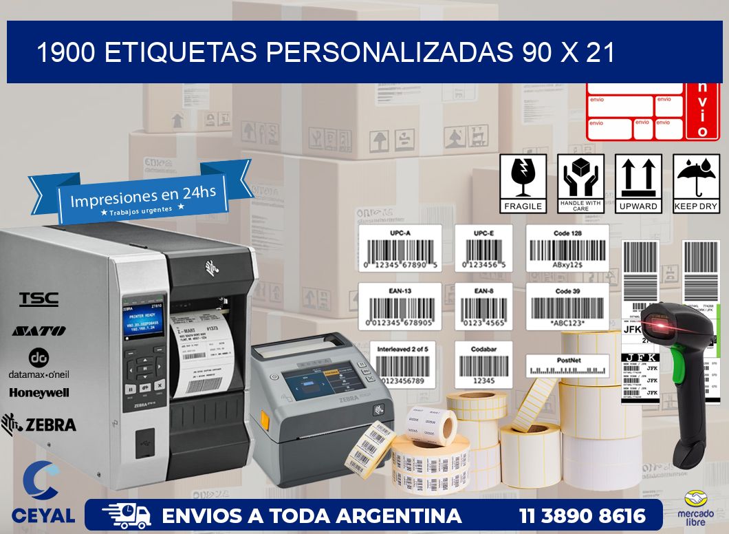 1900 ETIQUETAS PERSONALIZADAS 90 x 21