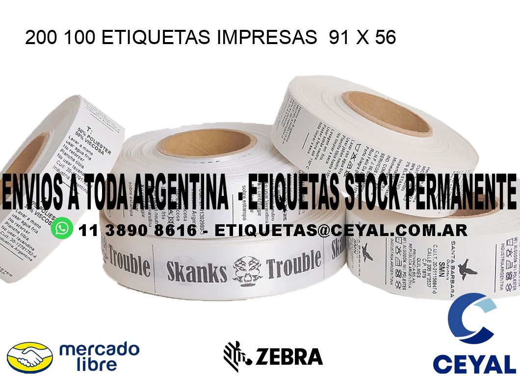 200 100 ETIQUETAS IMPRESAS  91 x 56