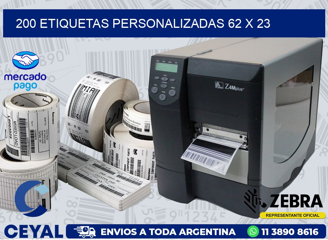 200 ETIQUETAS PERSONALIZADAS 62 x 23