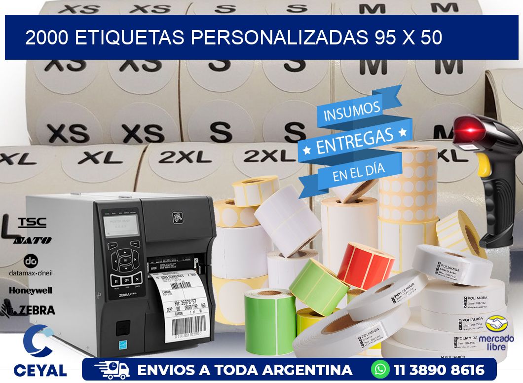 2000 ETIQUETAS PERSONALIZADAS 95 x 50