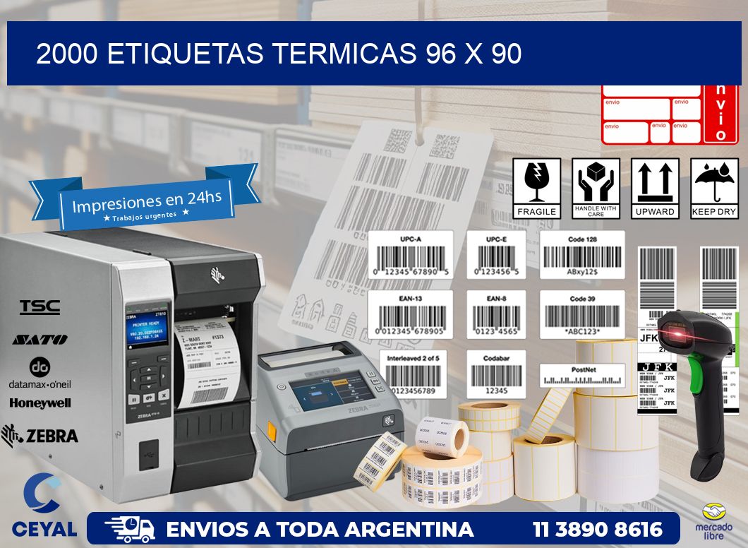 2000 ETIQUETAS TERMICAS 96 x 90
