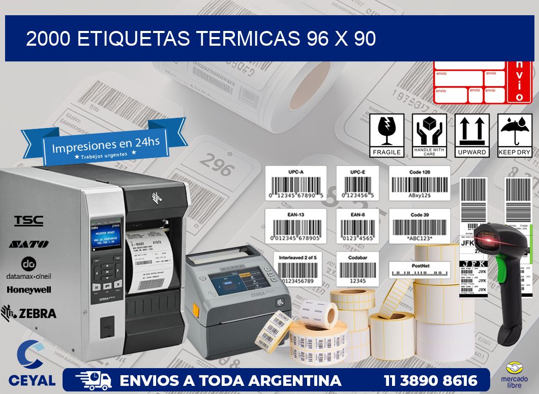 2000 ETIQUETAS TERMICAS 96 x 90