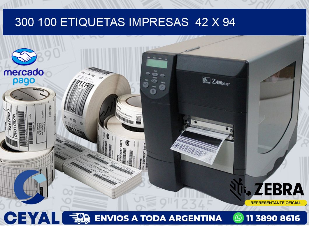 300 100 ETIQUETAS IMPRESAS  42 x 94