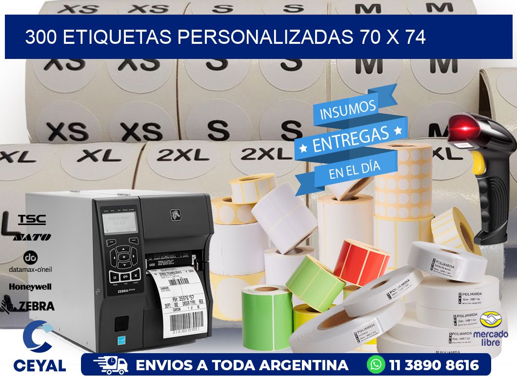 300 ETIQUETAS PERSONALIZADAS 70 x 74