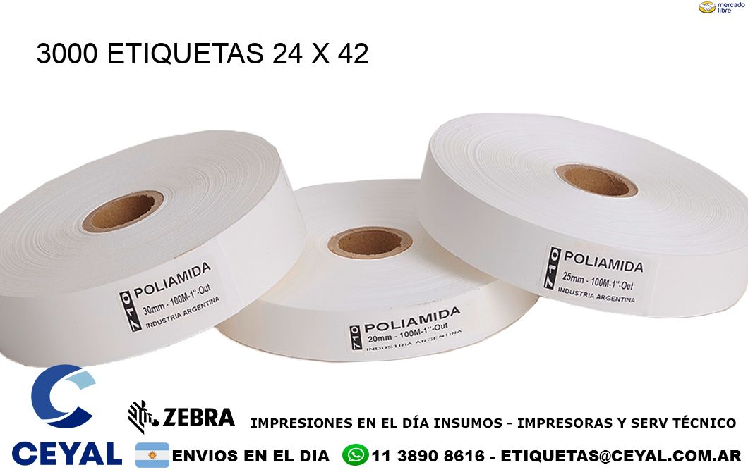 3000 ETIQUETAS 24 x 42