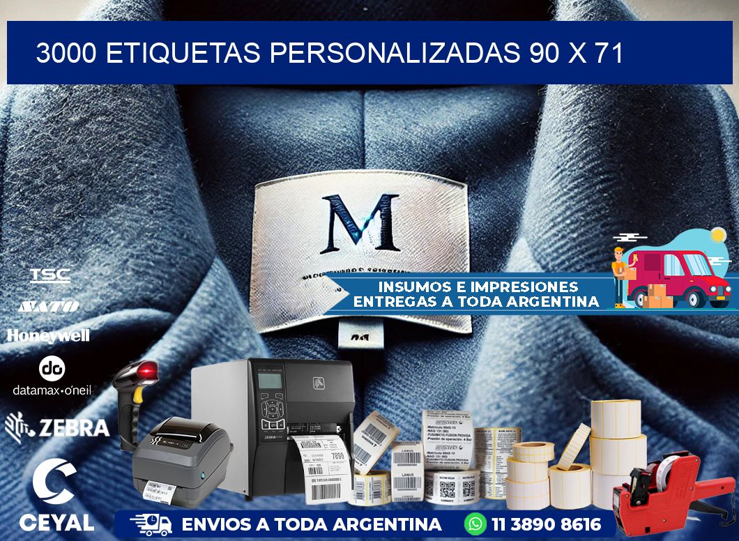 3000 ETIQUETAS PERSONALIZADAS 90 x 71