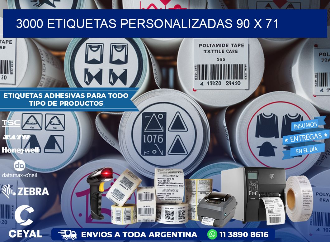 3000 ETIQUETAS PERSONALIZADAS 90 x 71