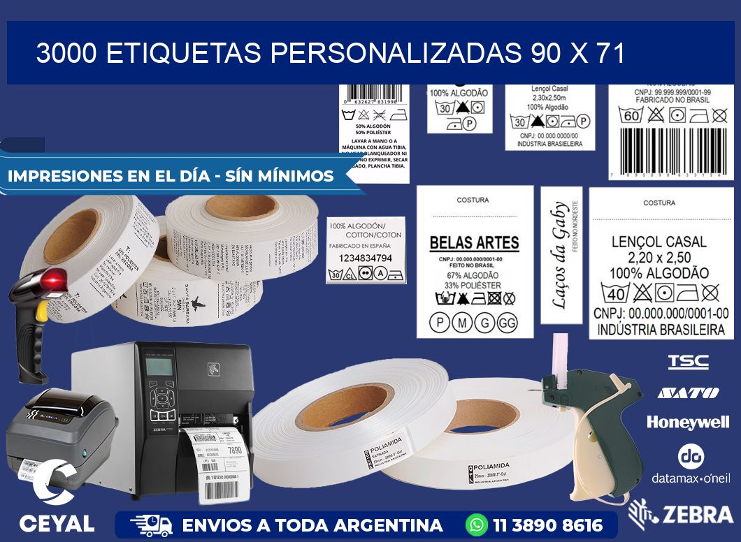 3000 ETIQUETAS PERSONALIZADAS 90 x 71