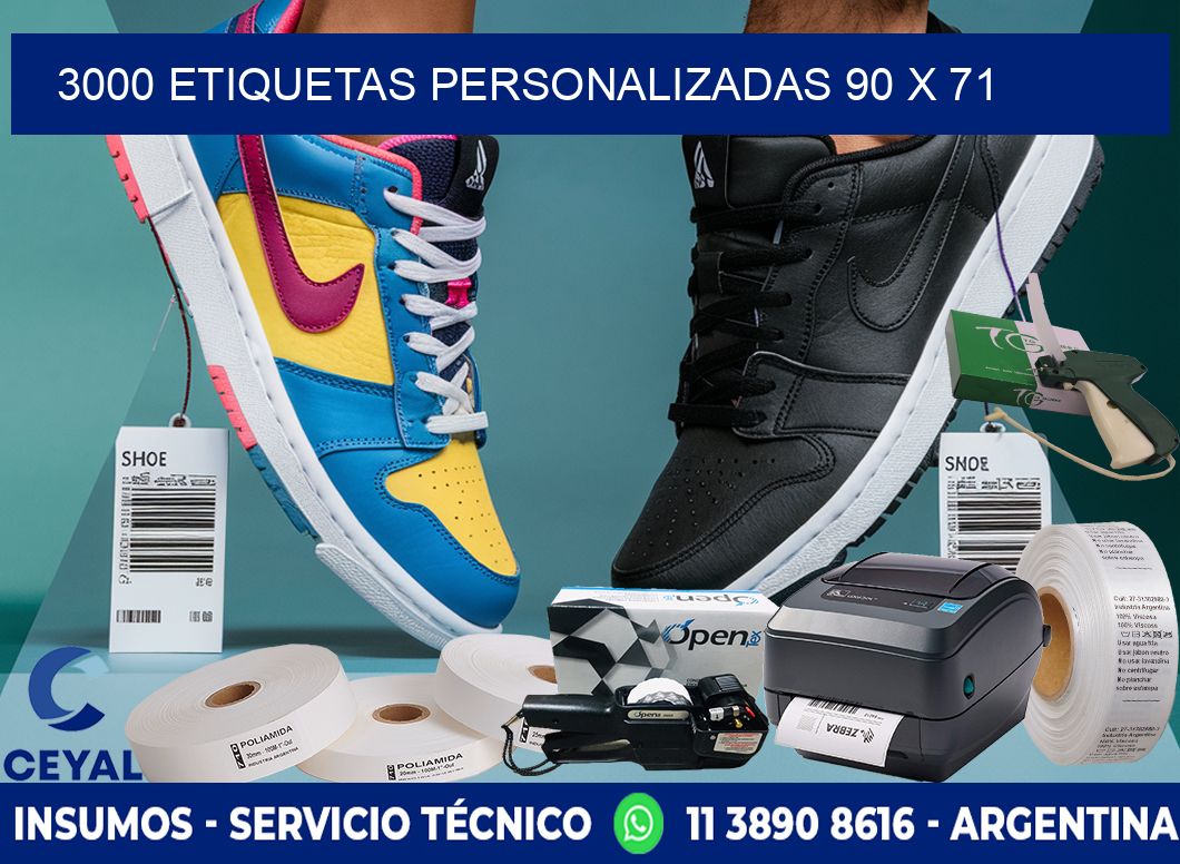 3000 ETIQUETAS PERSONALIZADAS 90 x 71