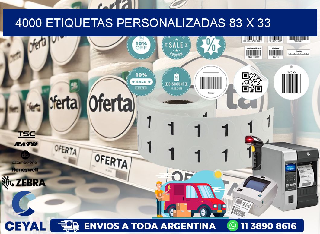 4000 ETIQUETAS PERSONALIZADAS 83 x 33