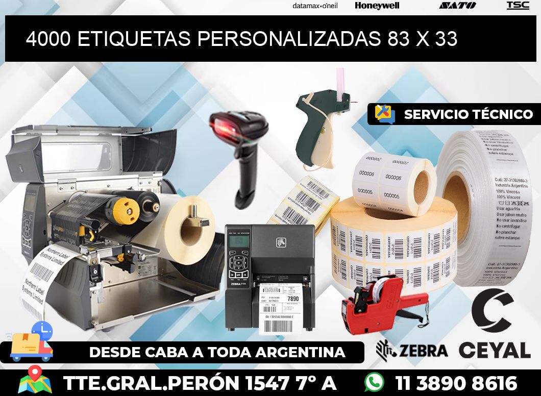 4000 ETIQUETAS PERSONALIZADAS 83 x 33