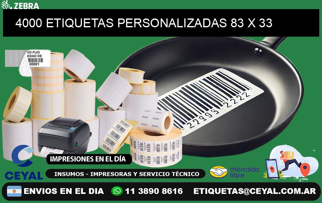 4000 ETIQUETAS PERSONALIZADAS 83 x 33