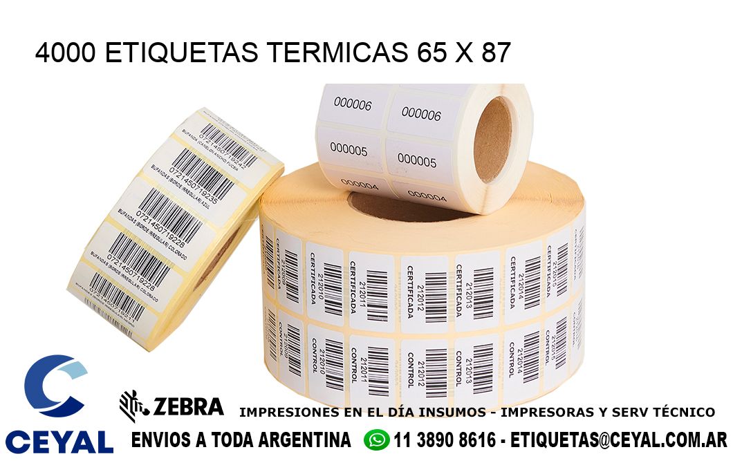 4000 ETIQUETAS TERMICAS 65 x 87