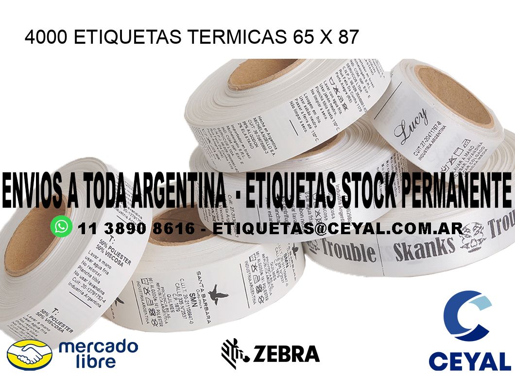 4000 ETIQUETAS TERMICAS 65 x 87