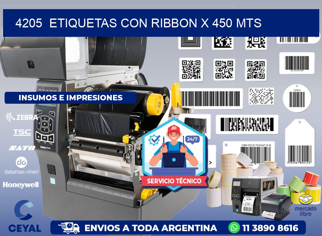 4205  ETIQUETAS CON RIBBON X 450 MTS