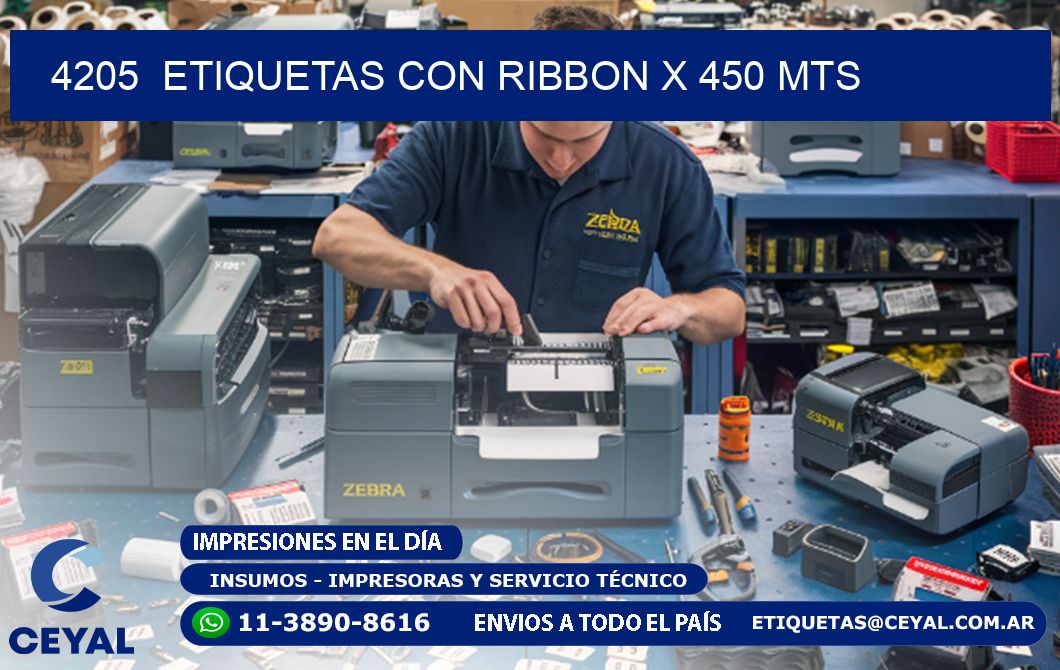 4205  ETIQUETAS CON RIBBON X 450 MTS