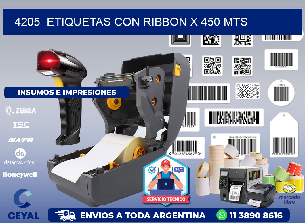 4205  ETIQUETAS CON RIBBON X 450 MTS