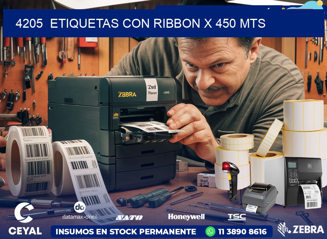 4205  ETIQUETAS CON RIBBON X 450 MTS