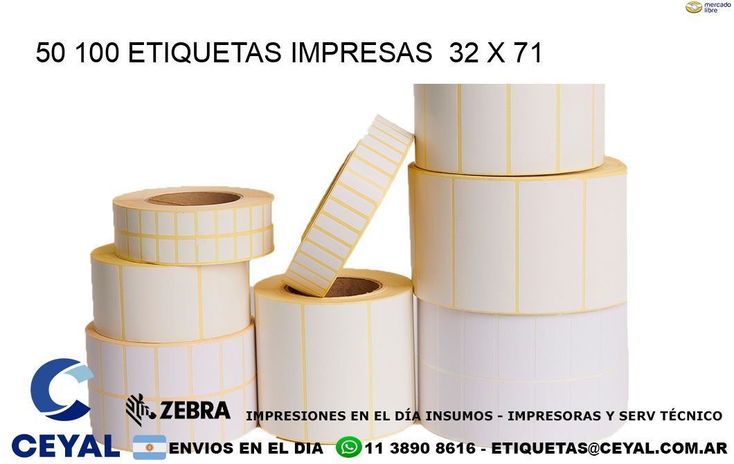 50 100 ETIQUETAS IMPRESAS  32 x 71