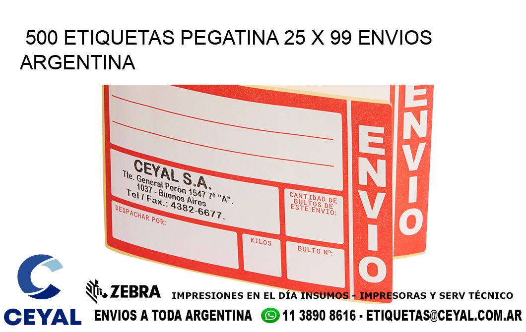 500 ETIQUETAS PEGATINA 25 x 99 ENVIOS ARGENTINA