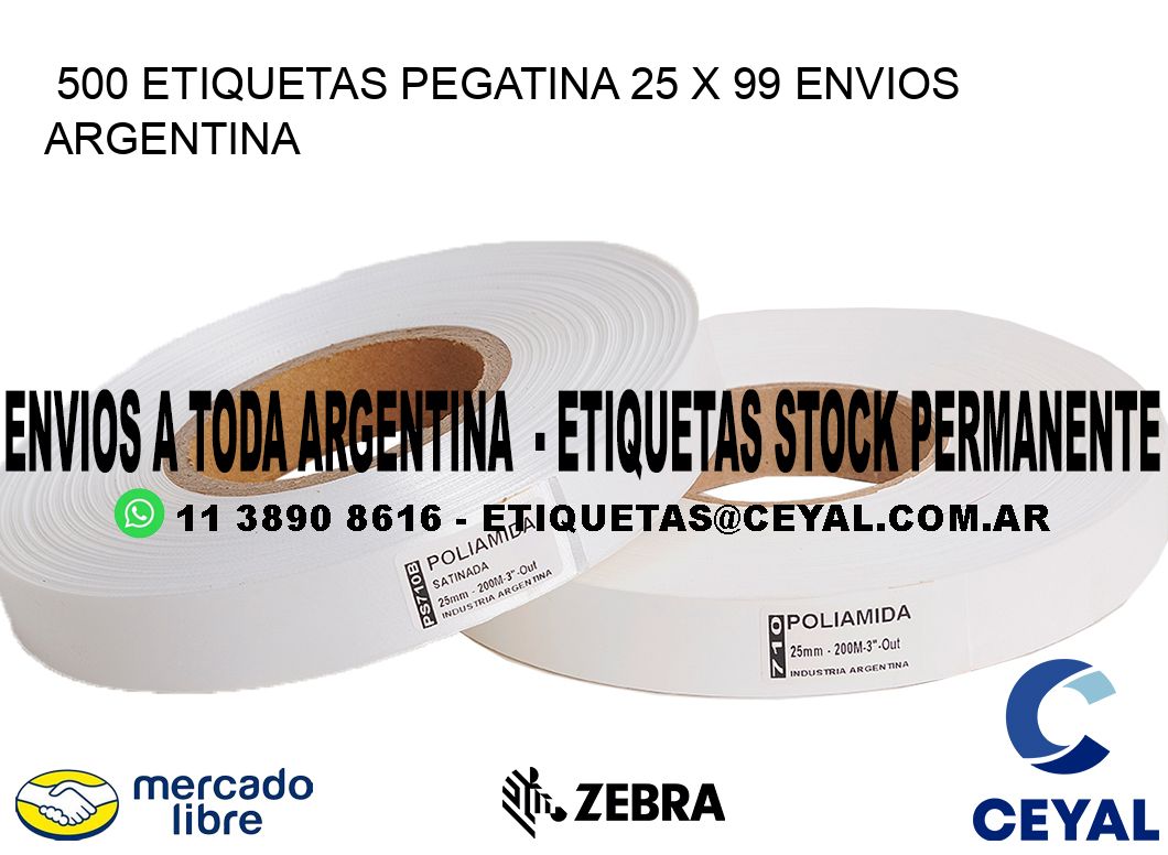 500 ETIQUETAS PEGATINA 25 x 99 ENVIOS ARGENTINA