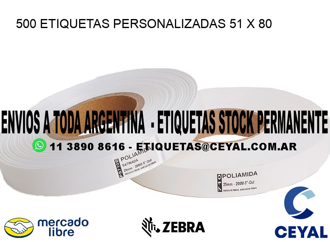 500 ETIQUETAS PERSONALIZADAS 51 x 80