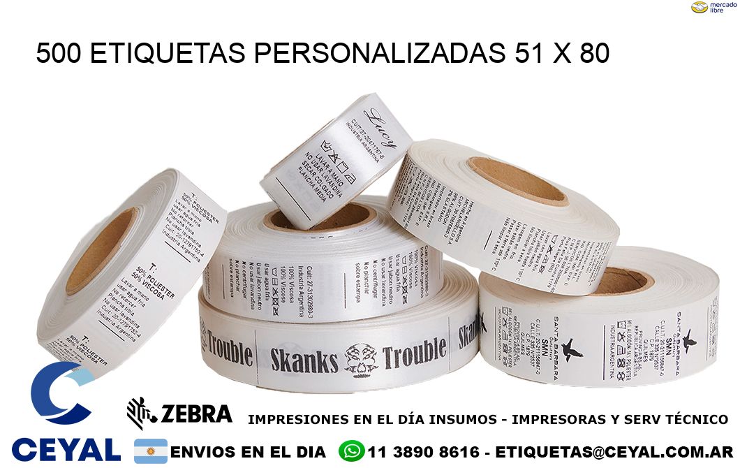 500 ETIQUETAS PERSONALIZADAS 51 x 80