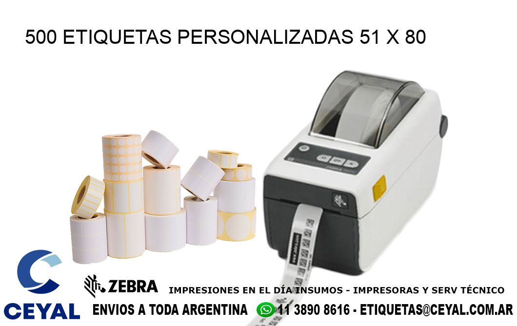 500 ETIQUETAS PERSONALIZADAS 51 x 80