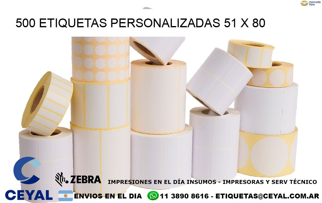 500 ETIQUETAS PERSONALIZADAS 51 x 80