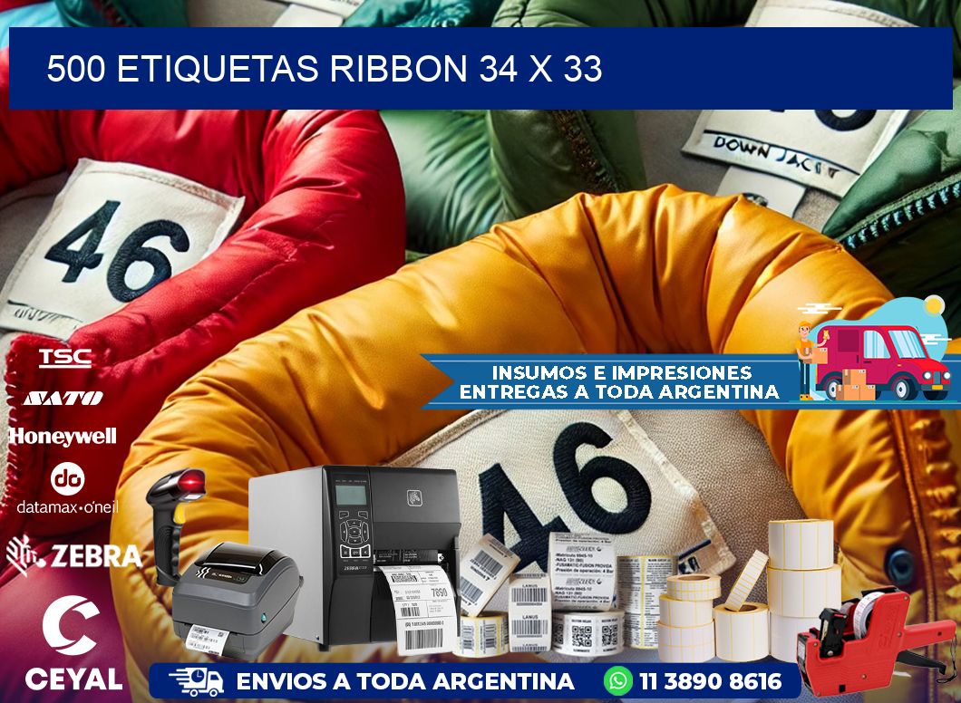 500 ETIQUETAS RIBBON 34 x 33