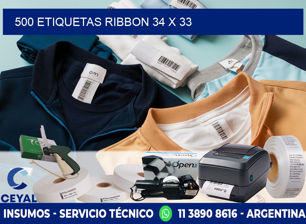 500 ETIQUETAS RIBBON 34 x 33