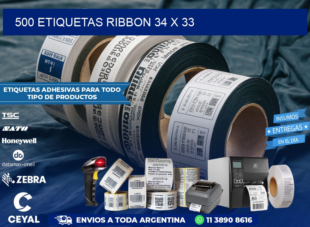 500 ETIQUETAS RIBBON 34 x 33