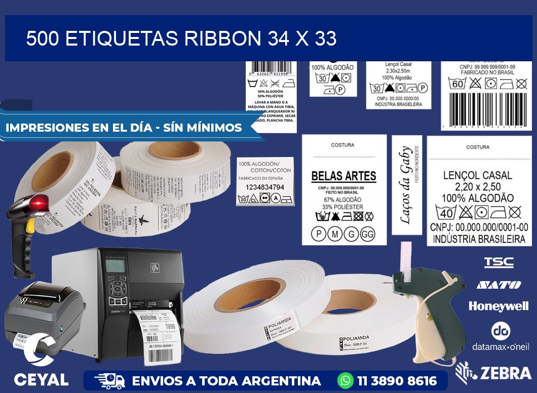 500 ETIQUETAS RIBBON 34 x 33
