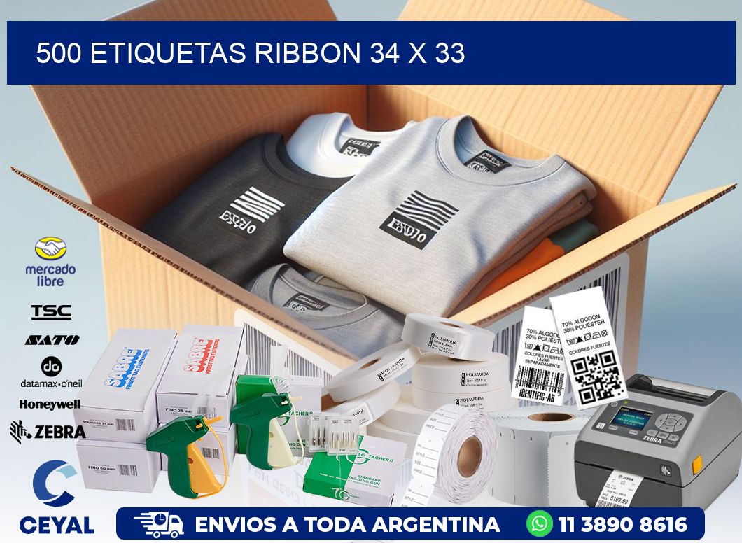 500 ETIQUETAS RIBBON 34 x 33