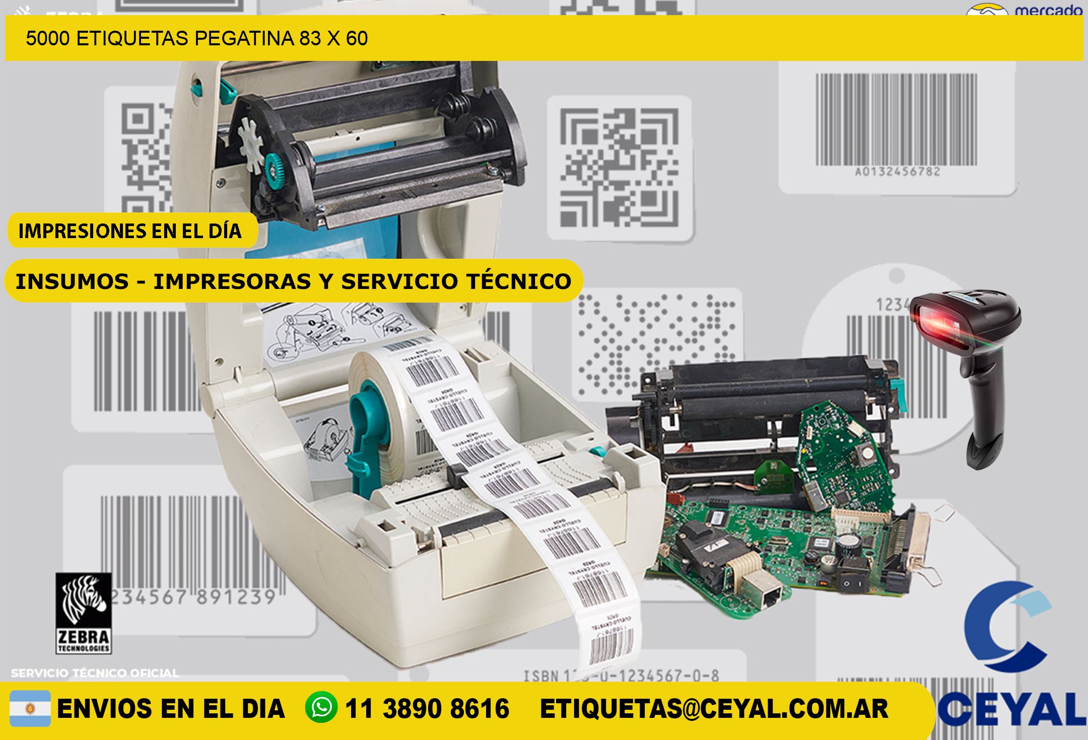 5000 ETIQUETAS PEGATINA 83 x 60