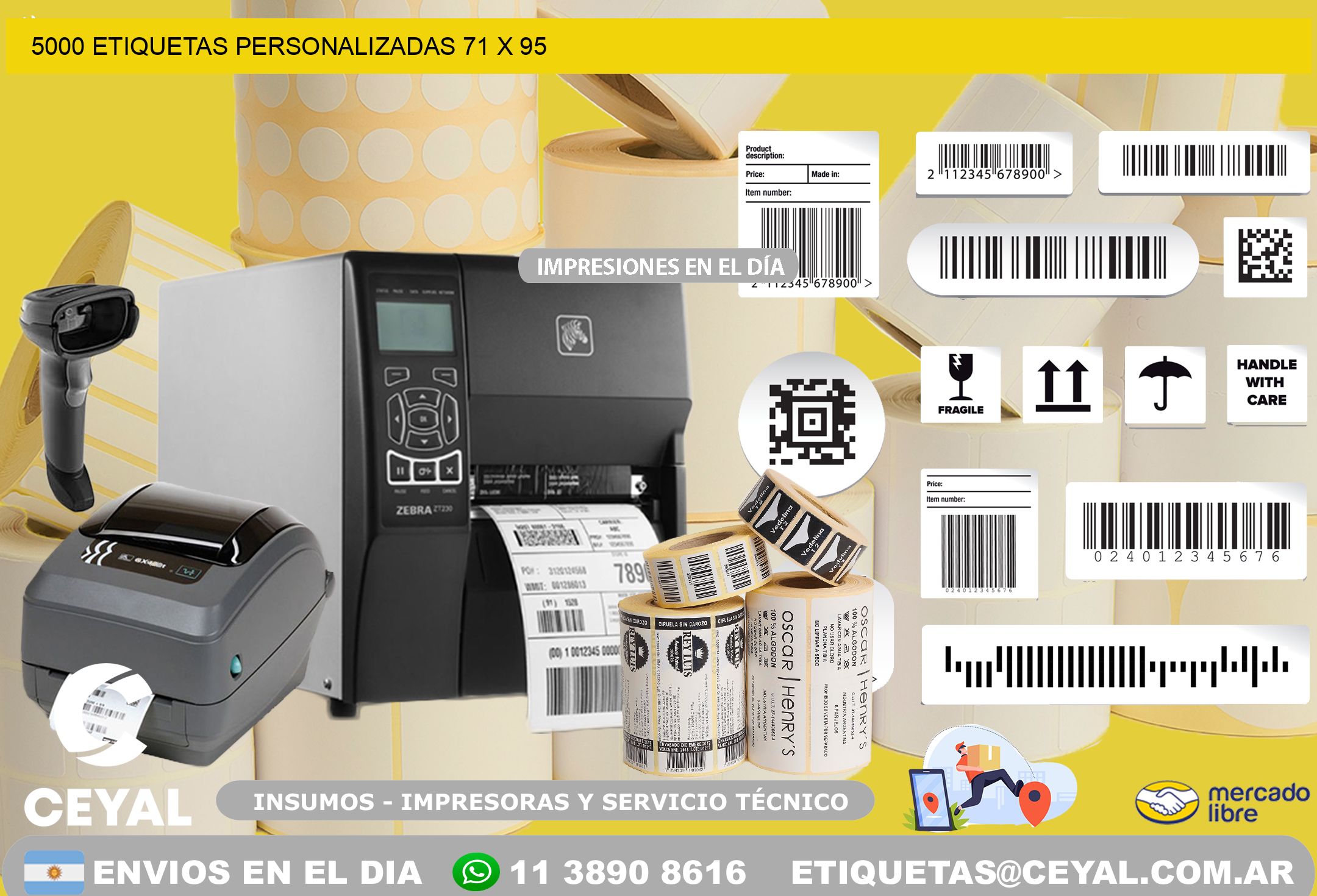 5000 ETIQUETAS PERSONALIZADAS 71 x 95