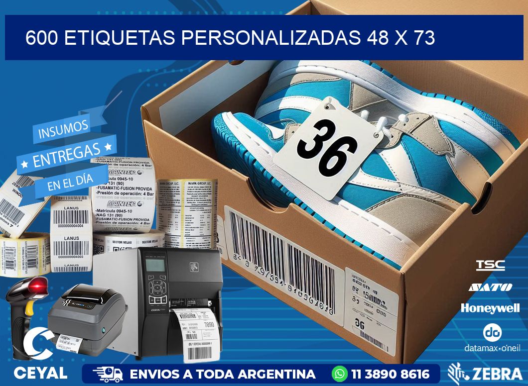 600 ETIQUETAS PERSONALIZADAS 48 x 73