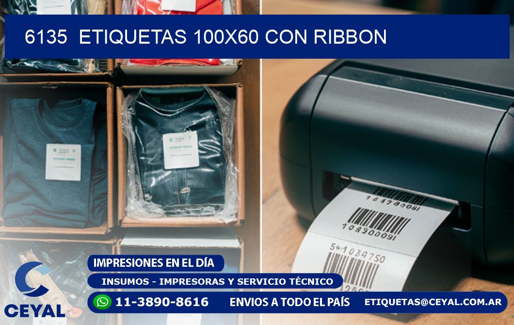 6135  ETIQUETAS 100X60 CON RIBBON