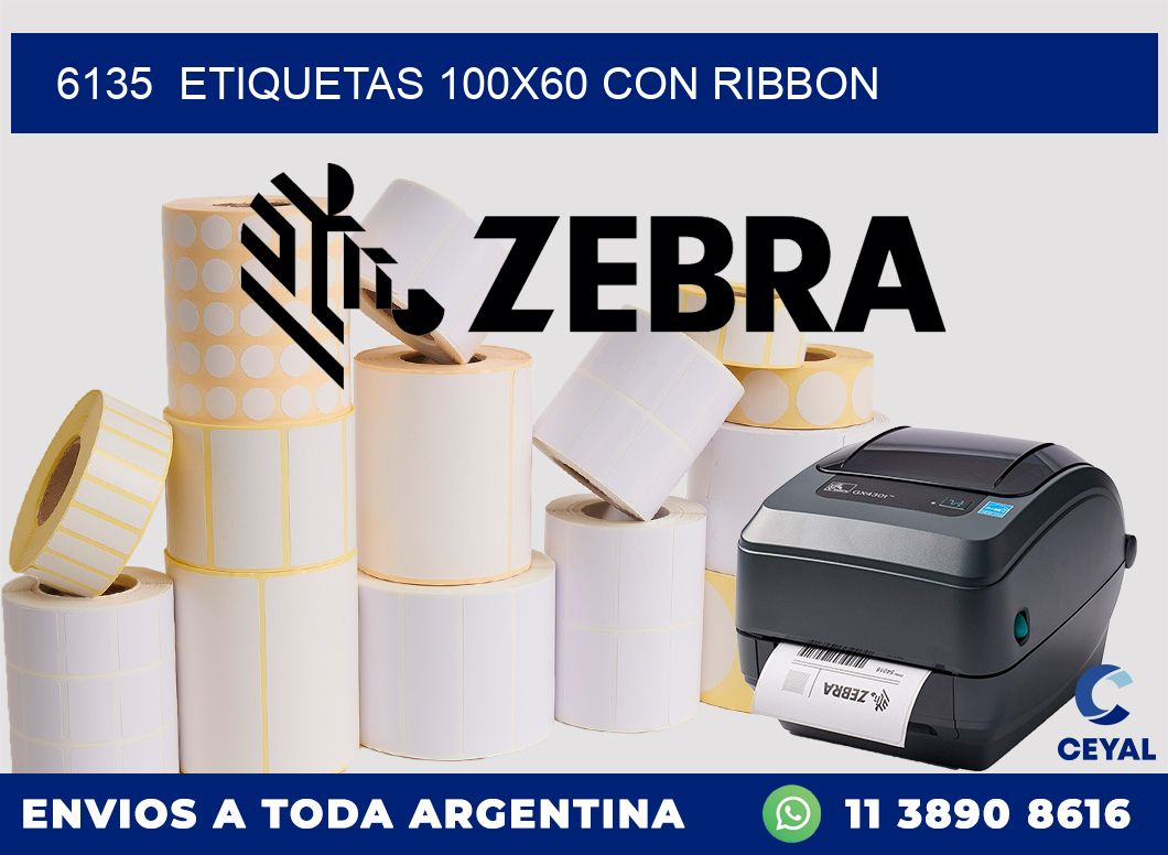6135  ETIQUETAS 100X60 CON RIBBON