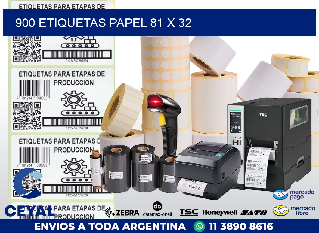 900 ETIQUETAS PAPEL 81 x 32