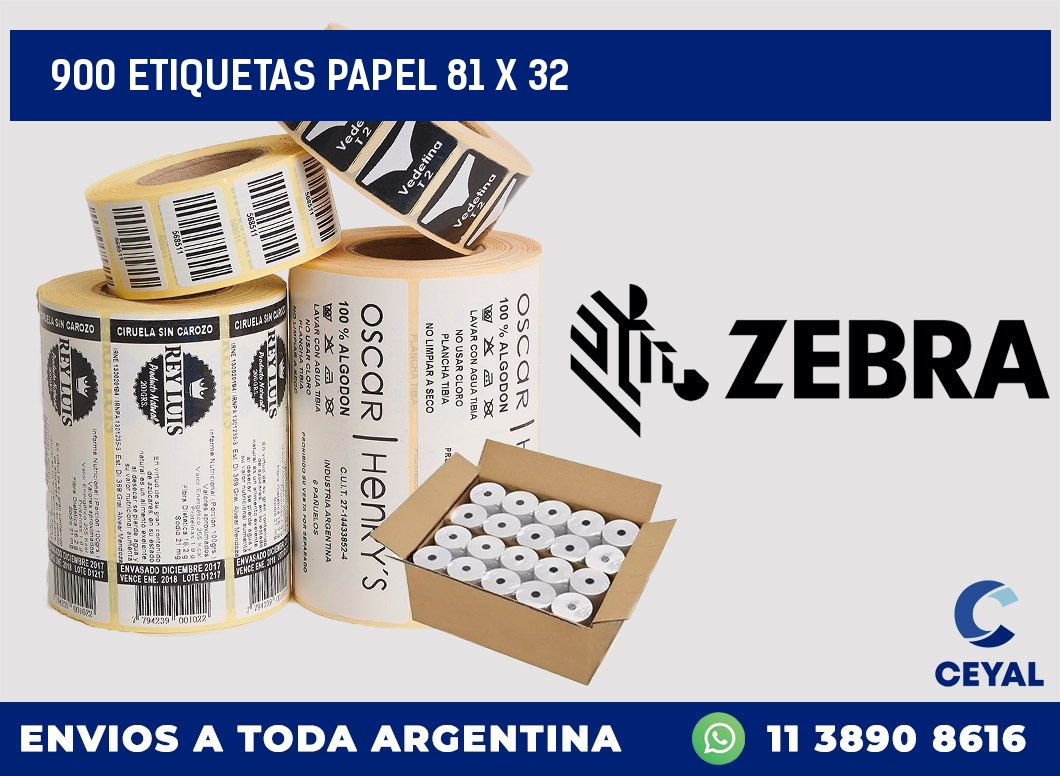 900 ETIQUETAS PAPEL 81 x 32