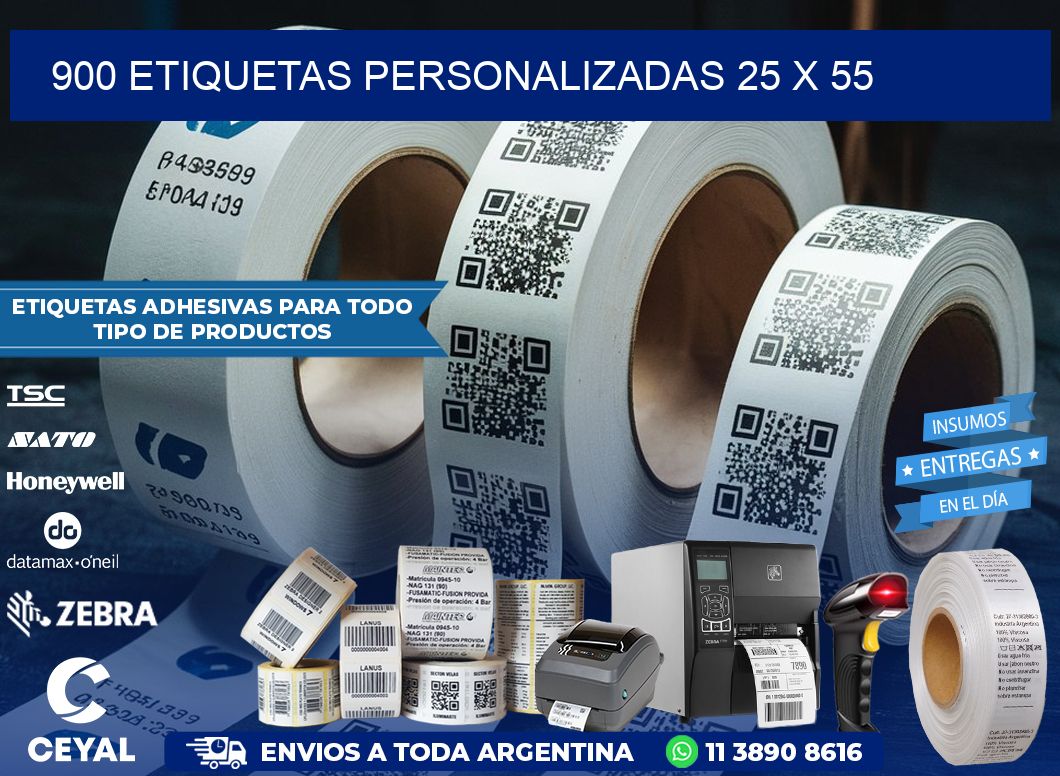 900 ETIQUETAS PERSONALIZADAS 25 x 55