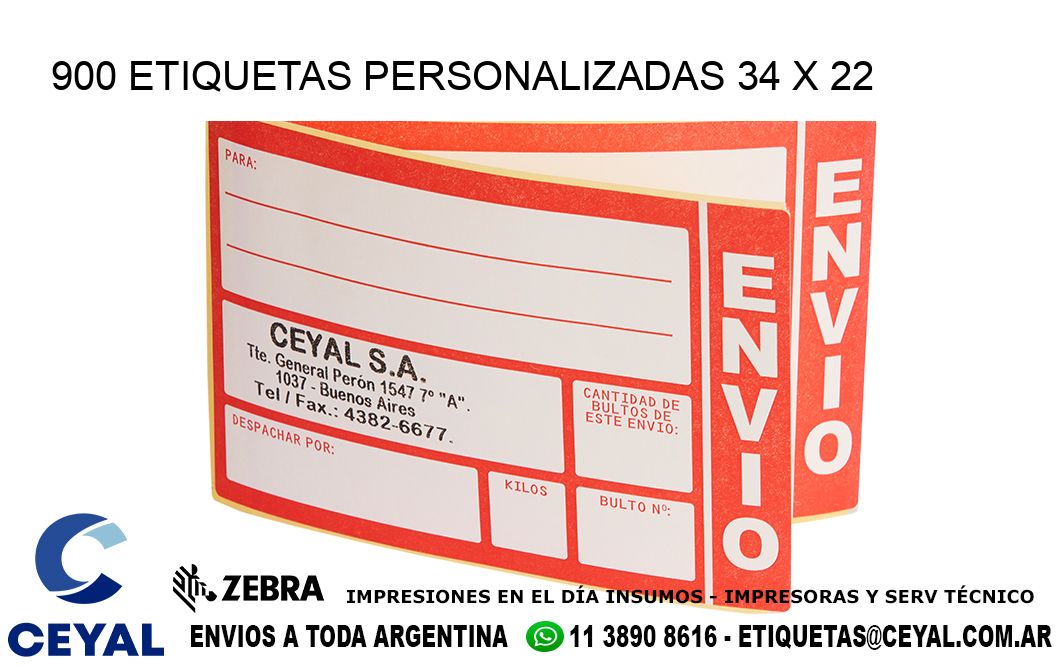 900 ETIQUETAS PERSONALIZADAS 34 x 22