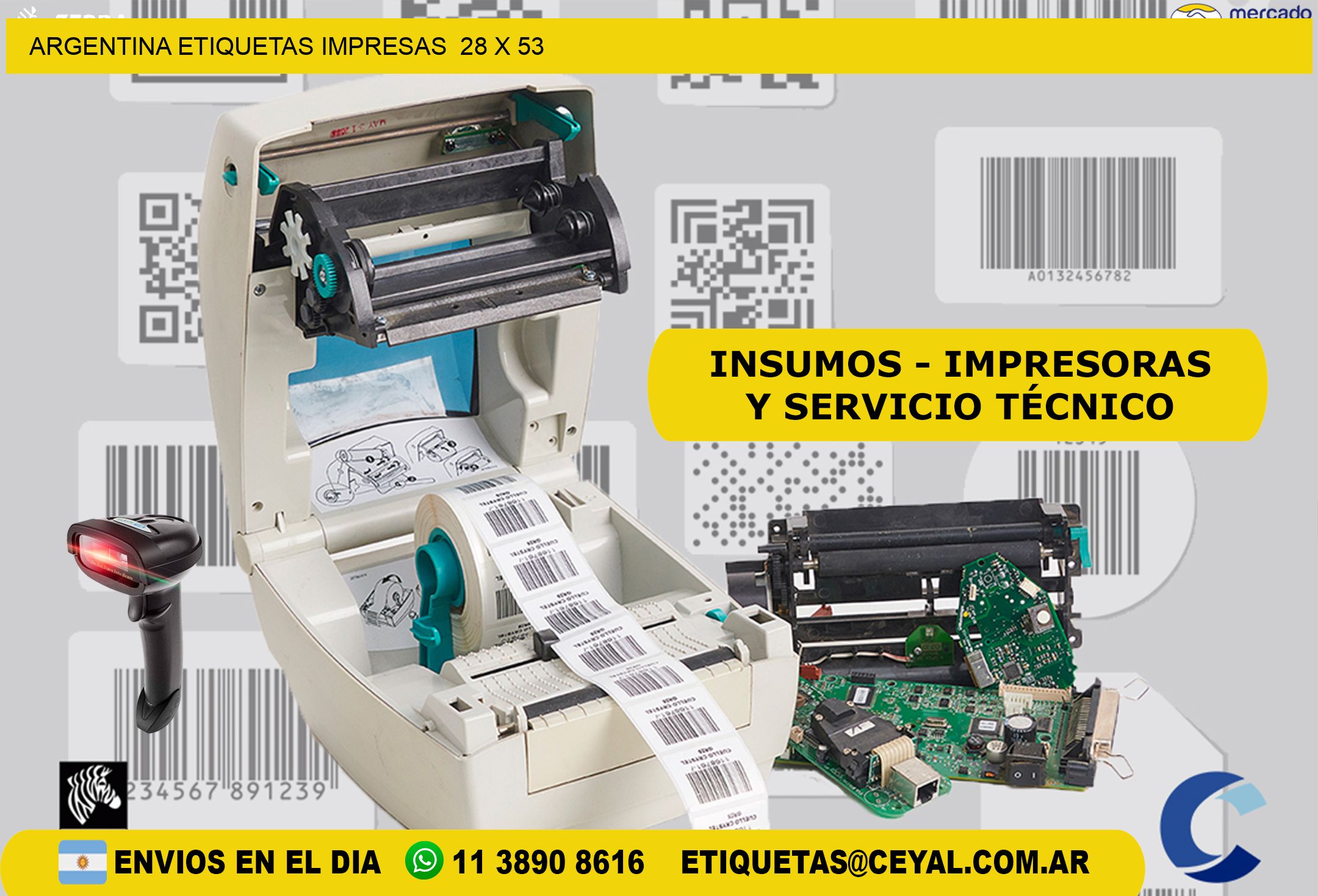 ARGENTINA ETIQUETAS IMPRESAS  28 x 53
